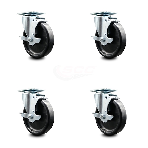 Service Caster Avantco FF300 FF400 FF500 FF518 Frymaster Dean Floor Fryer Caster Replace Set AVA-SCC-20S514-POS-TLB-4 - main
